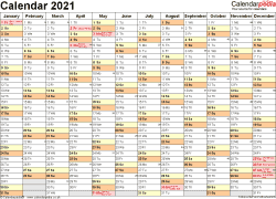 Calendar 2021 (UK) - free printable PDF templates
