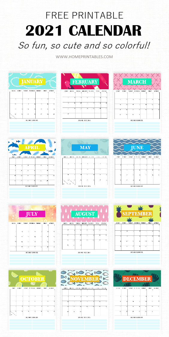 Free Monthly Calendar 2021 Printable: Super Cute Style!
