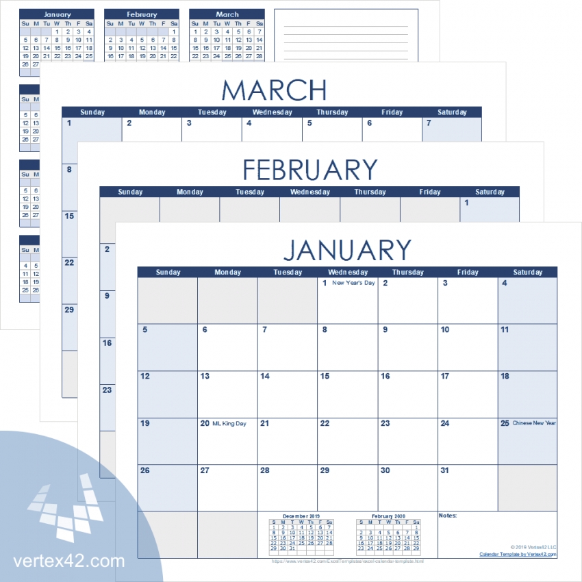 2020 Printable Calander In Excel