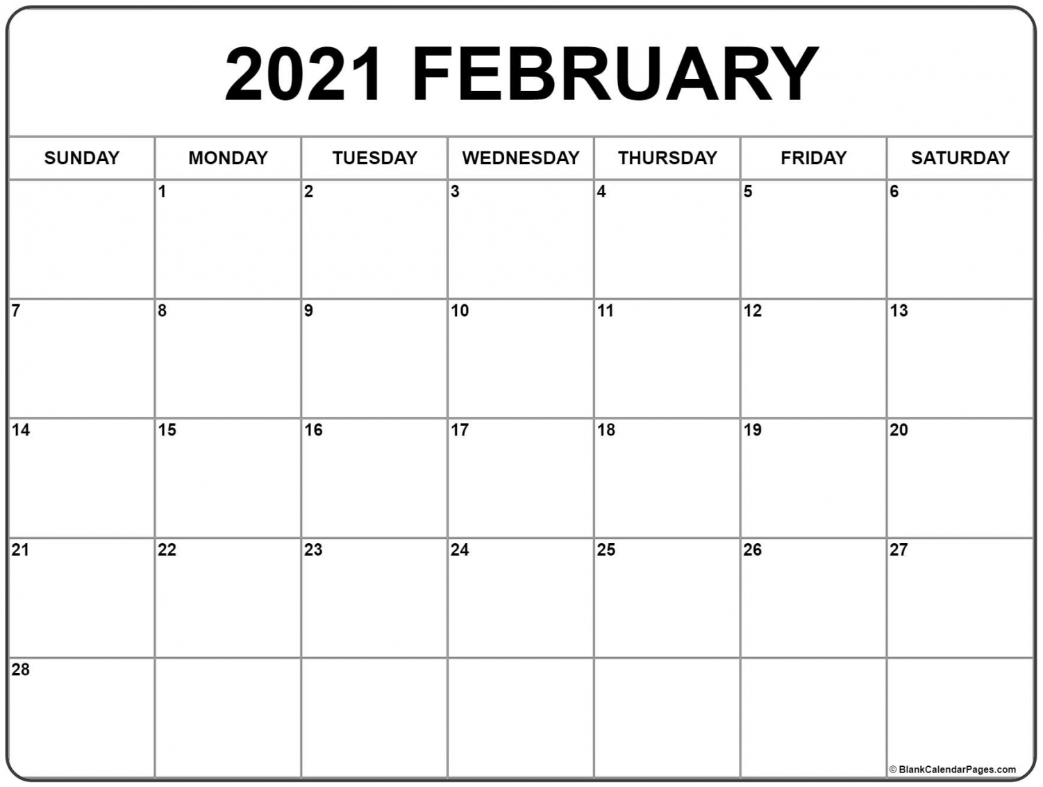 Printable Calendar 2021 Feb Template Printable Calendar 2021 Feb Template