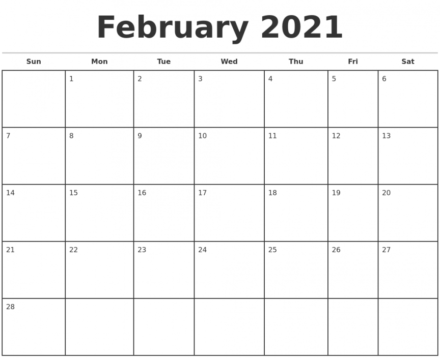 February 2021 Calendar Templates