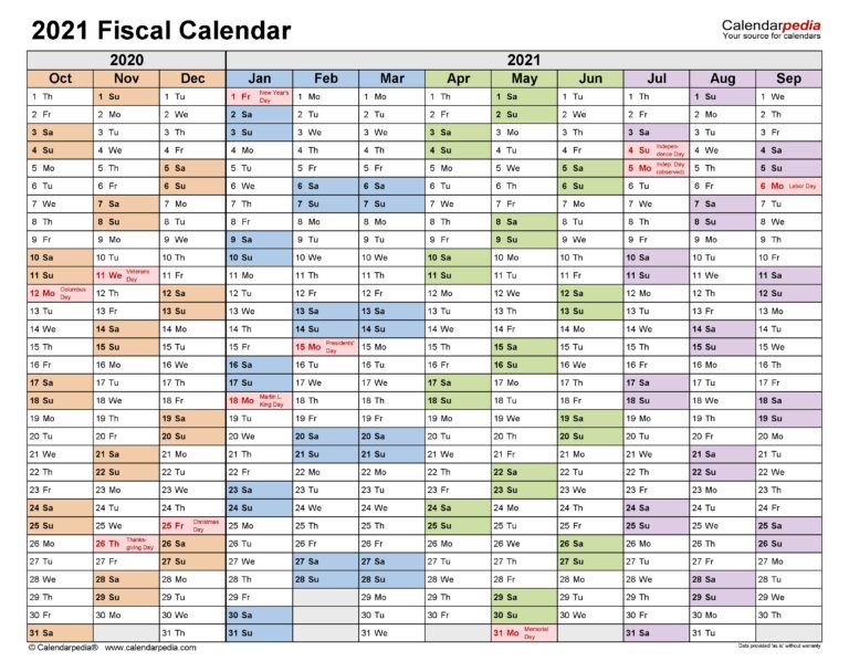 2020 And 2021 Financial Calendar Free Letter Templates