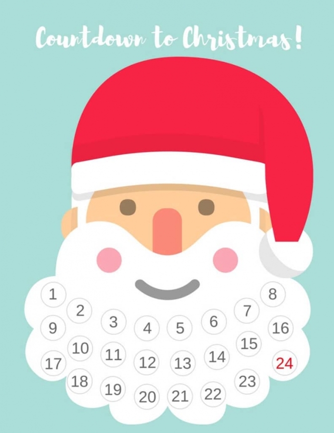 Printable Santa Beard Advent Calendar