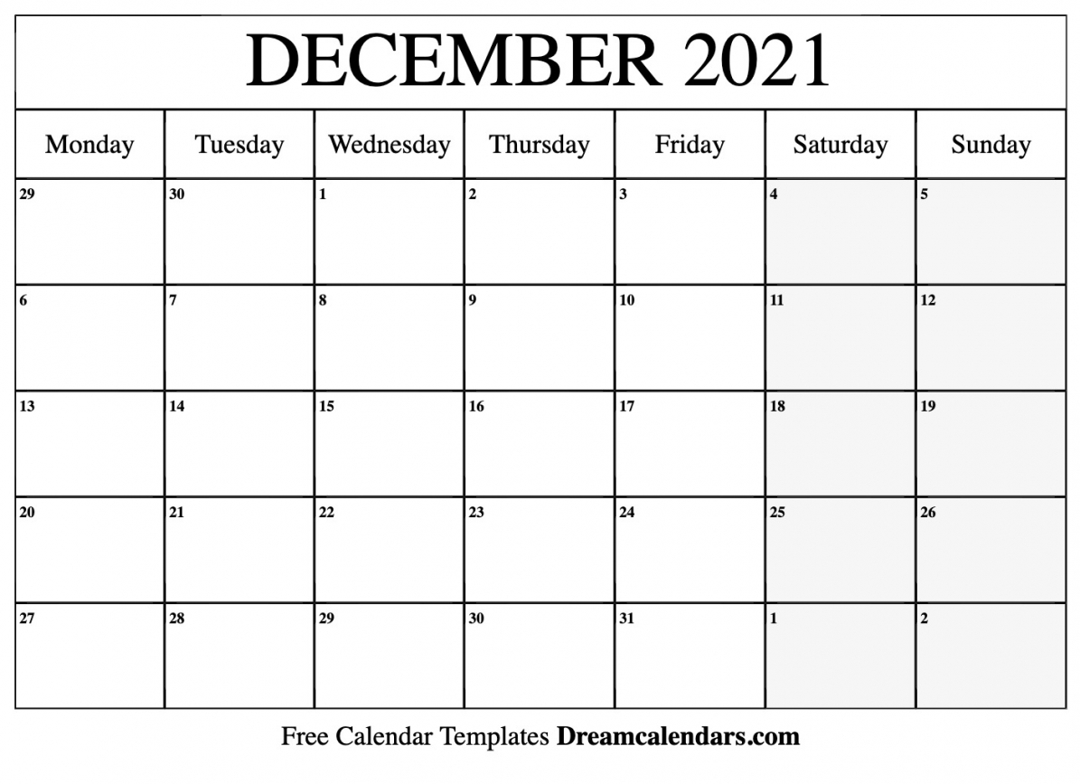 January 2021 Calendar Page