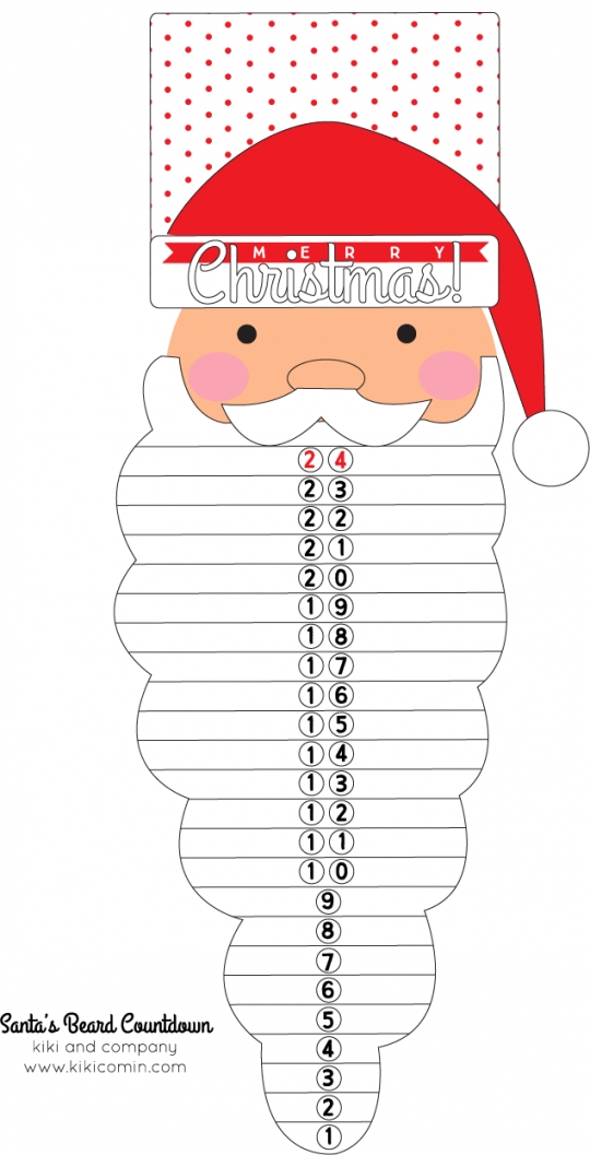 Printable Santa Beard Advent Calendar