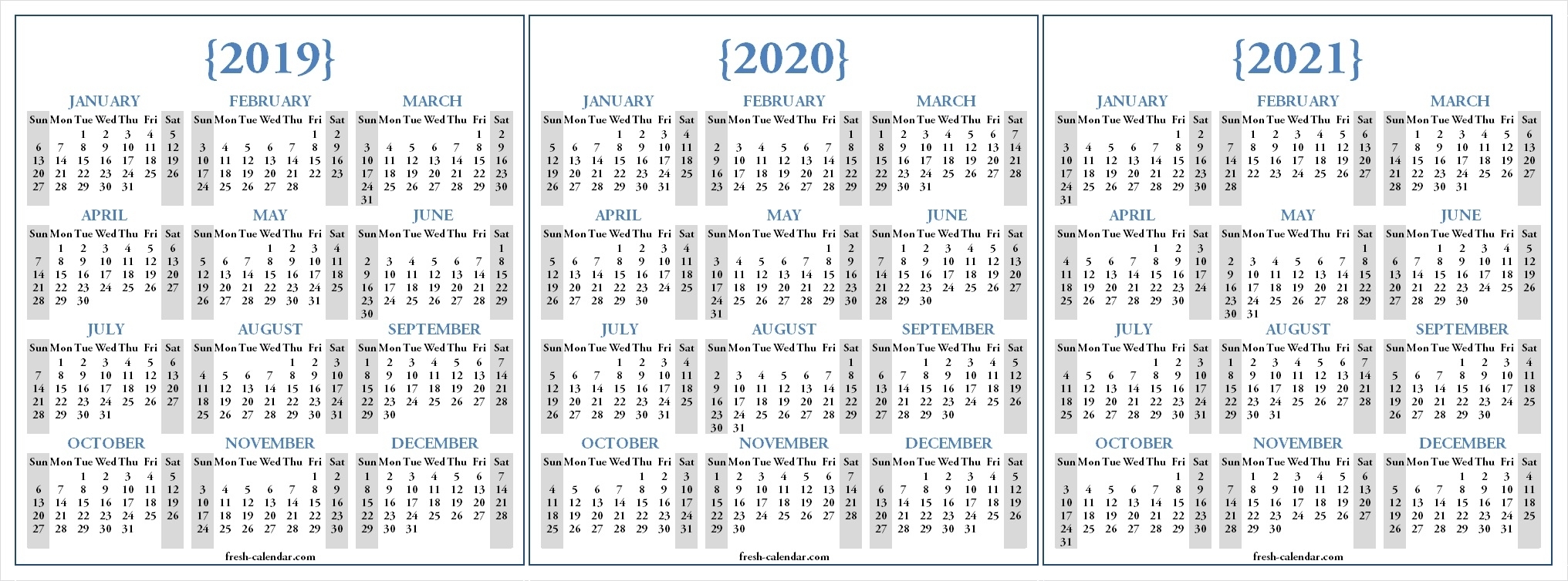 2019 And 2020 And 2021 Calendar Printable 15. 