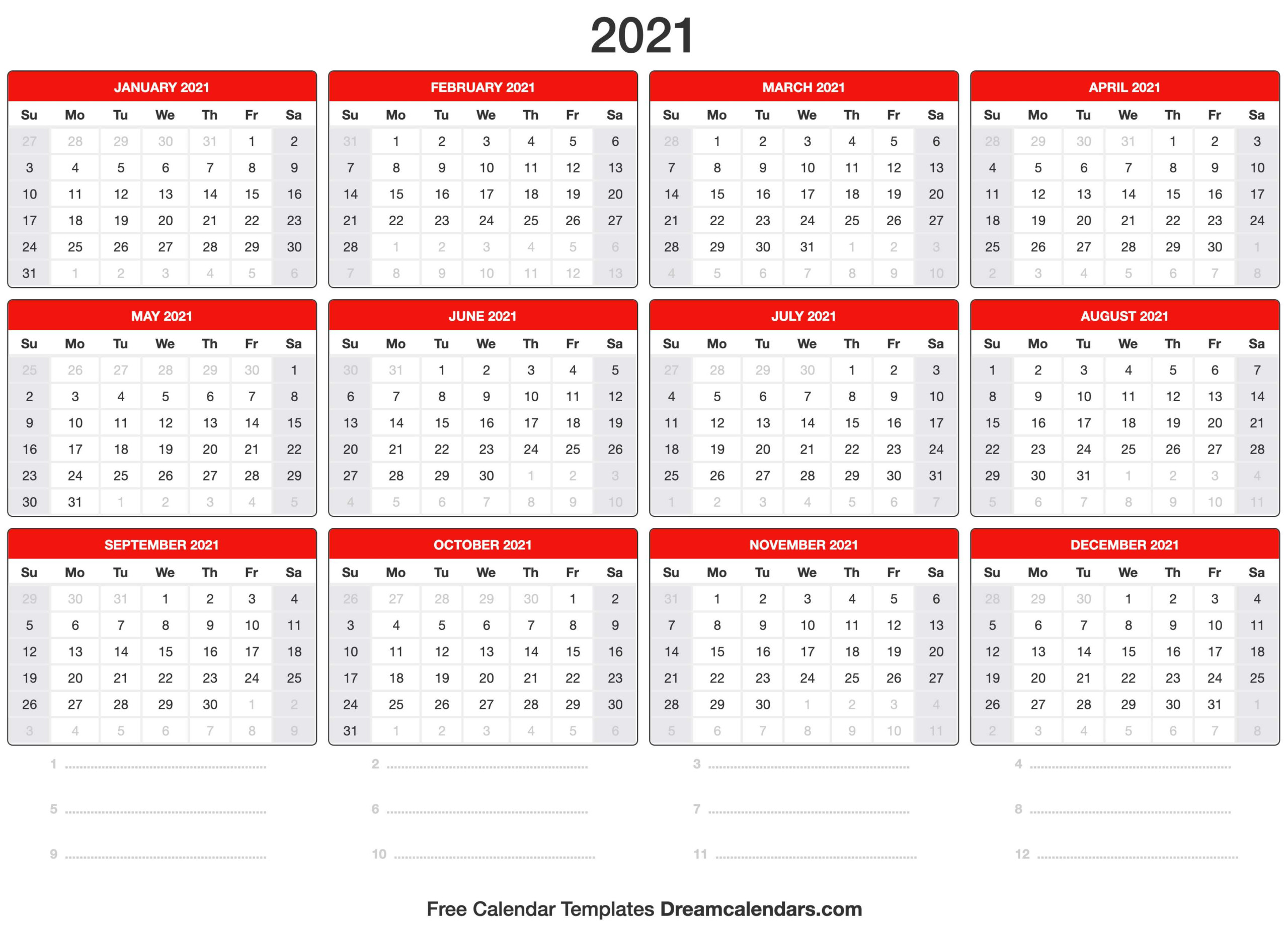Printable Calendar 2021 With Lunar Dates | Free 2021 ...