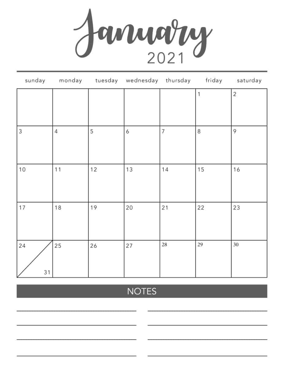 FREE 2021 Printable Calendar Template (2 colors!) - I ...