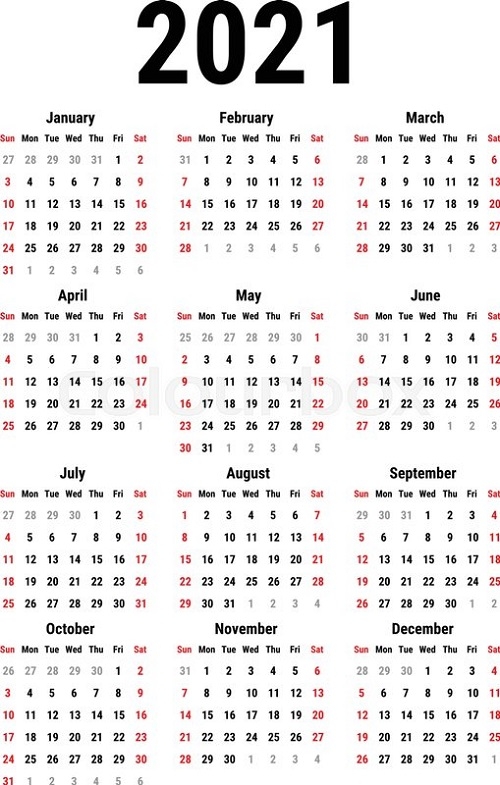 Blank Yearly Calendar 2021 Simple | Calvert Giving