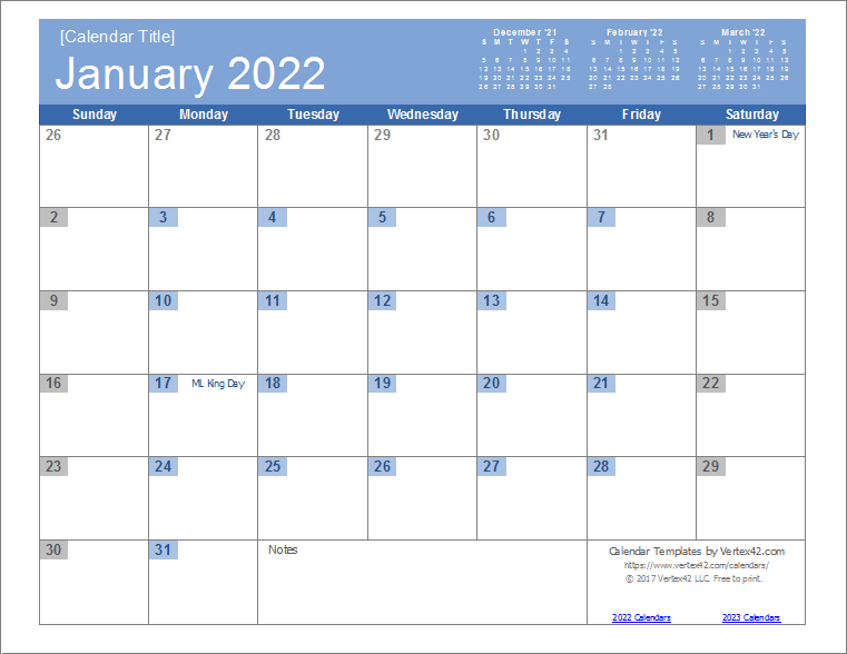 Free Printable 2022 Calendar Free Letter Templates