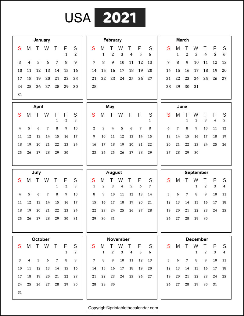 USA Holidays 2021 | Printable The Calendar