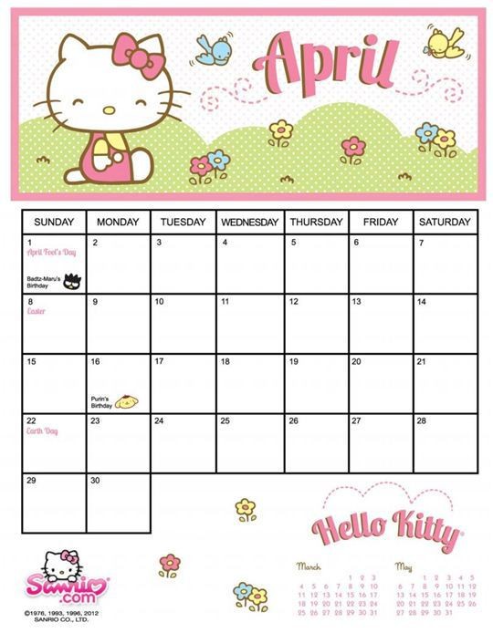 Printable Hello Kitty Calendar 2021 | 2022 Calendar
