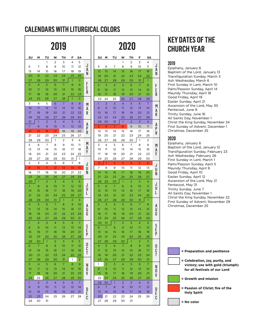 Presbyterian Liturgical Calendar 2021 | Printable March