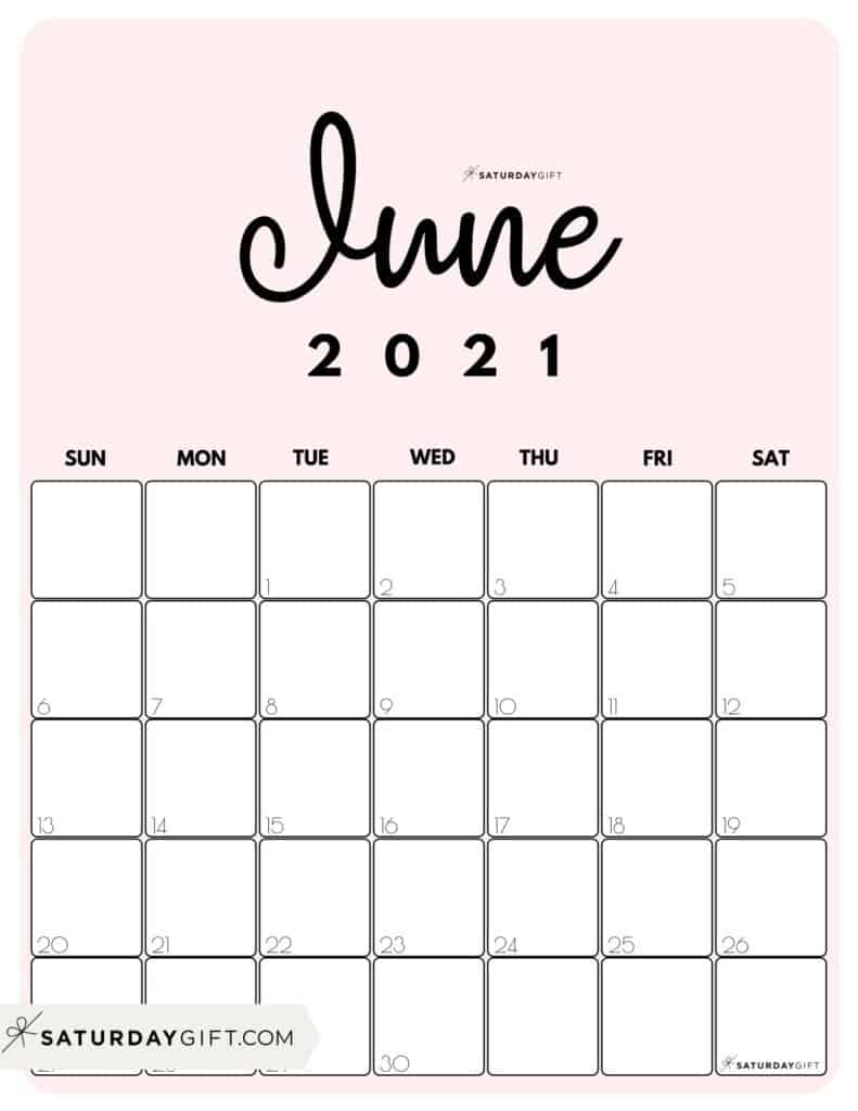 Cute (& Free!) Printable June 2021 Calendar | SaturdayGift