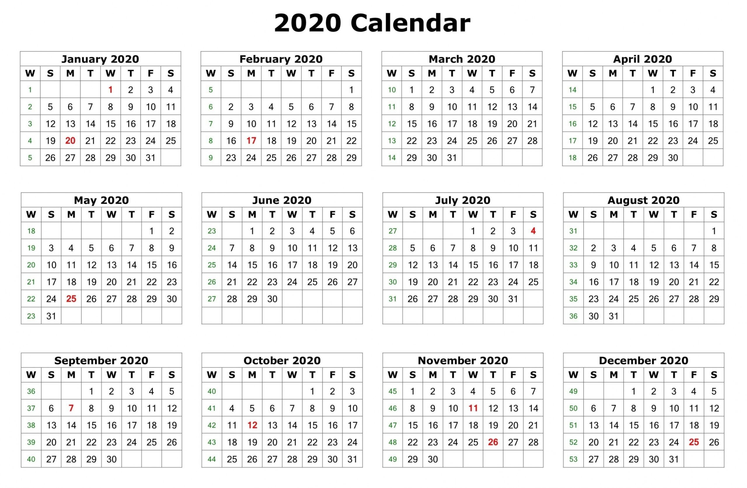 2020 Calendar Uk Printable 2020 Calendar Uk Printable