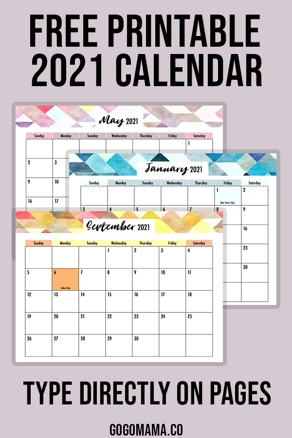 Free Editable 2021 Calendar With Holidays - 2021 Calendar ...