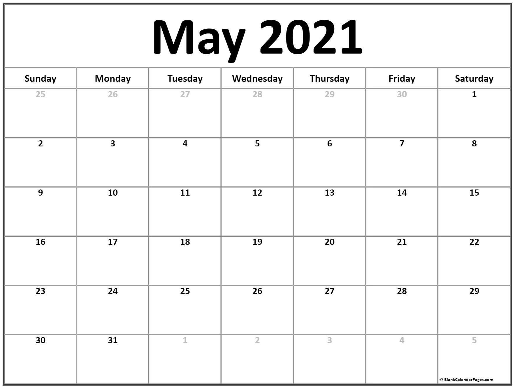 May 2021 Calendar Page | Academic Calendar