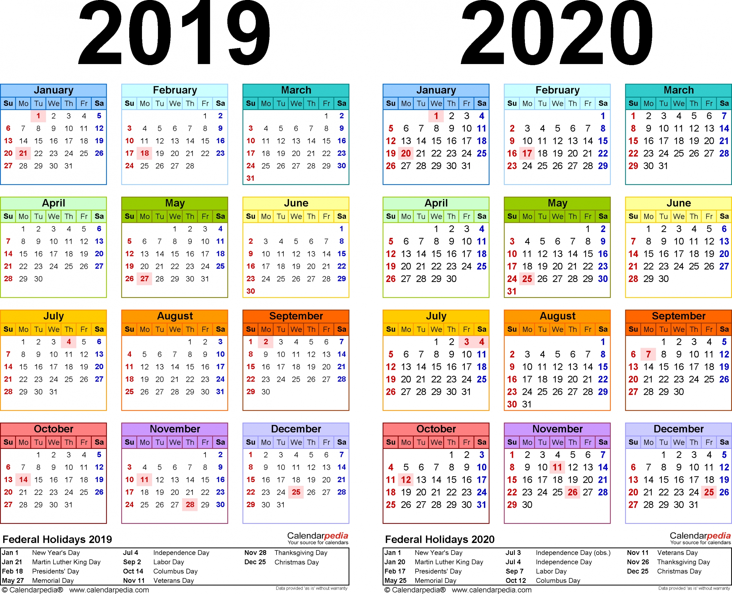 Printable Lined Monthly Calendar 2020