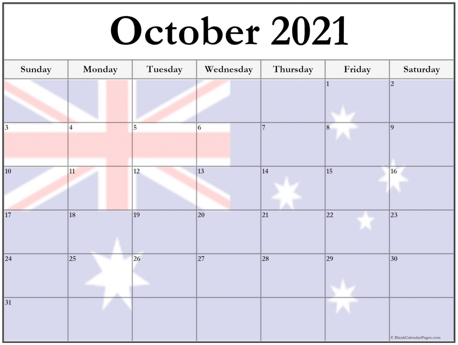 Australian Calendar 2021 Printable