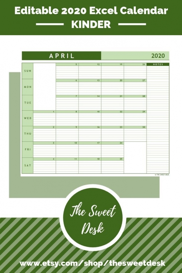 Printable Lined Monthly Calendar 2020