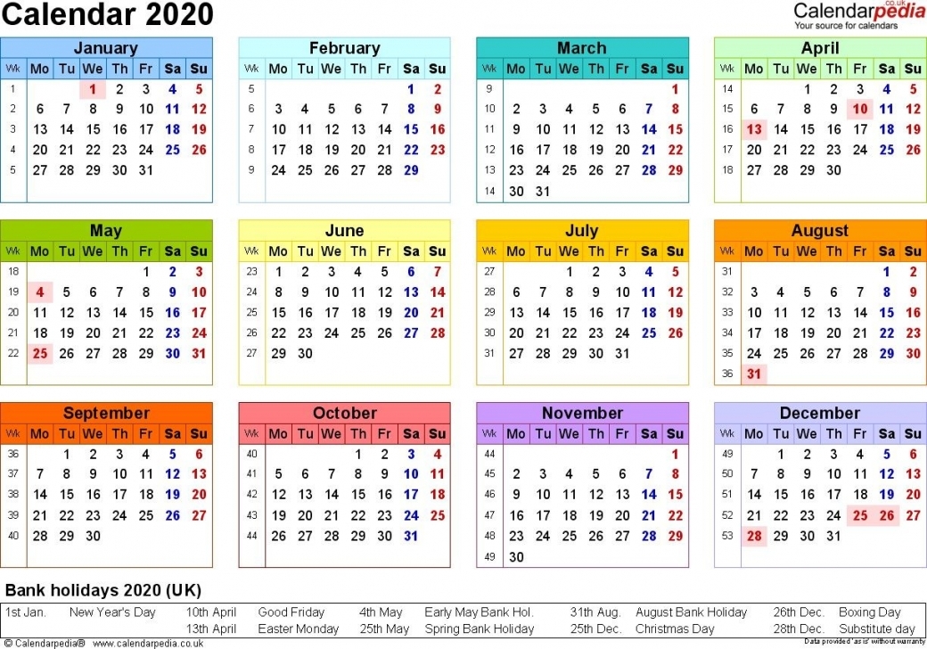 2020 Calendar Uk Printable 2020 Calendar Uk Printable