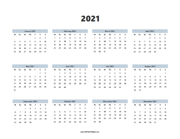 2021 Calendars - Free Printable - AllFreePrintable.com