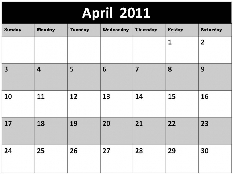 March 2011 Calendar Printable