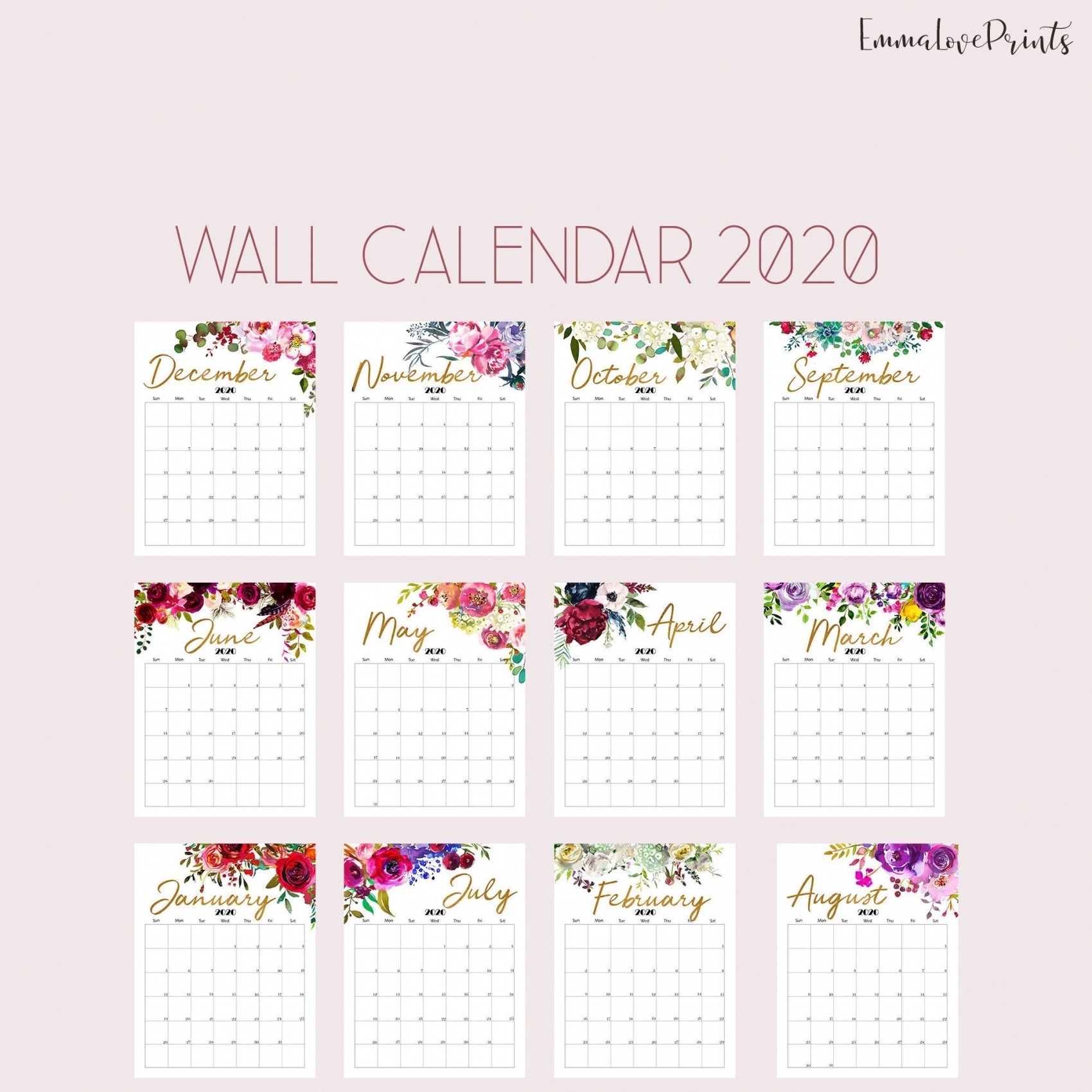 Printable Lined Monthly Calendar 2020