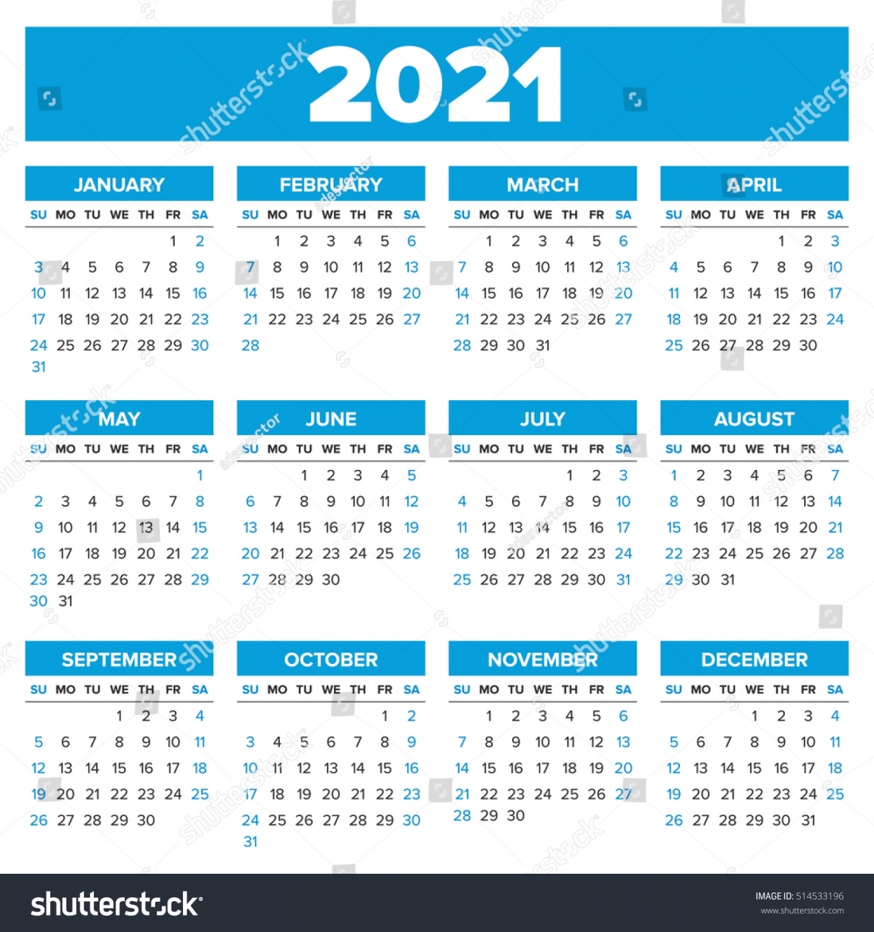 2021 Weekly Calendar Printable