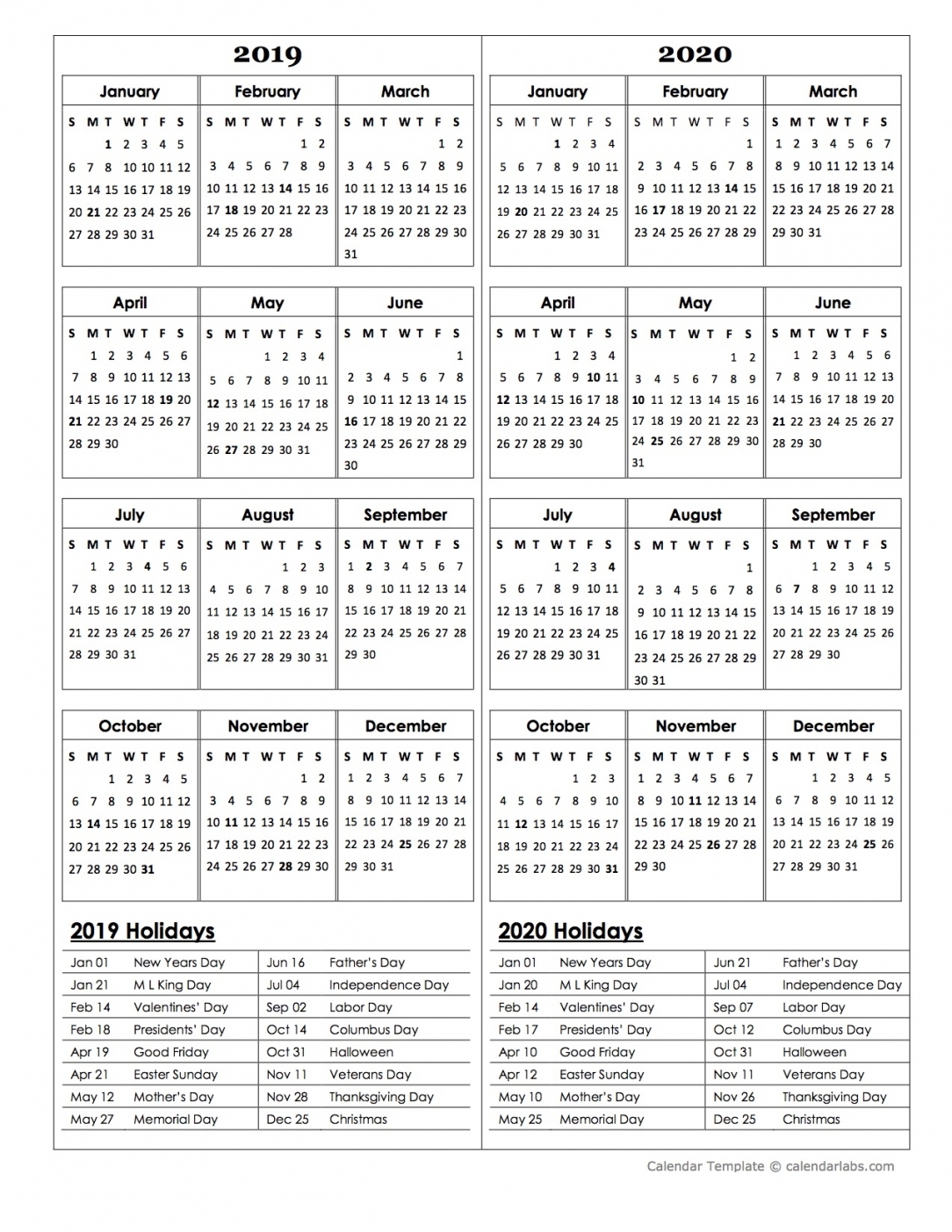 Free Calendar Printable 2020 Uk