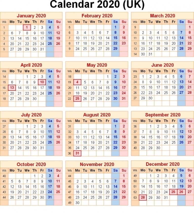 2020 Calendar Uk Printable 2020 Calendar Uk Printable