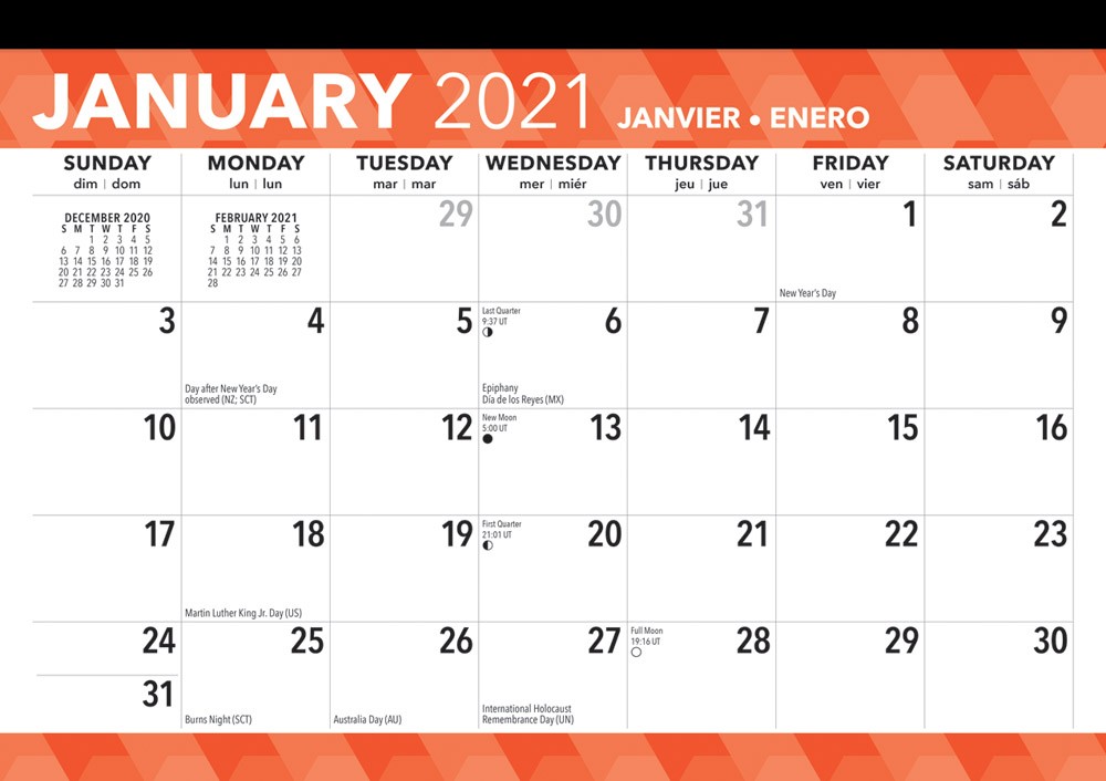 Large Print 2021 17 x 12 Inch Monthly Desk Pad Calendar
