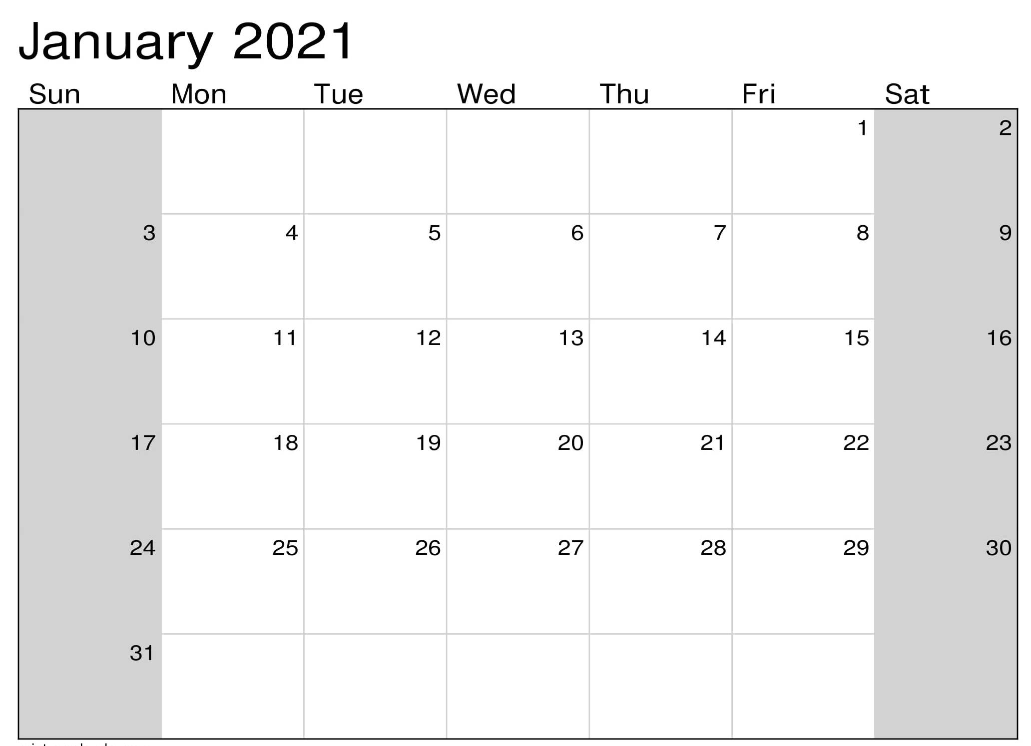 Printable January 2021 Calendar Canada Holidays Sheet ...