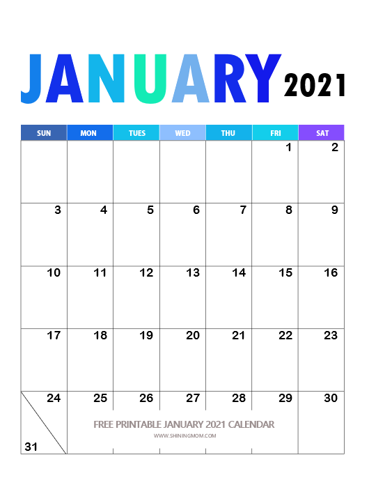FREE Printable January 2021 Calendar: 12 Awesome Designs ...