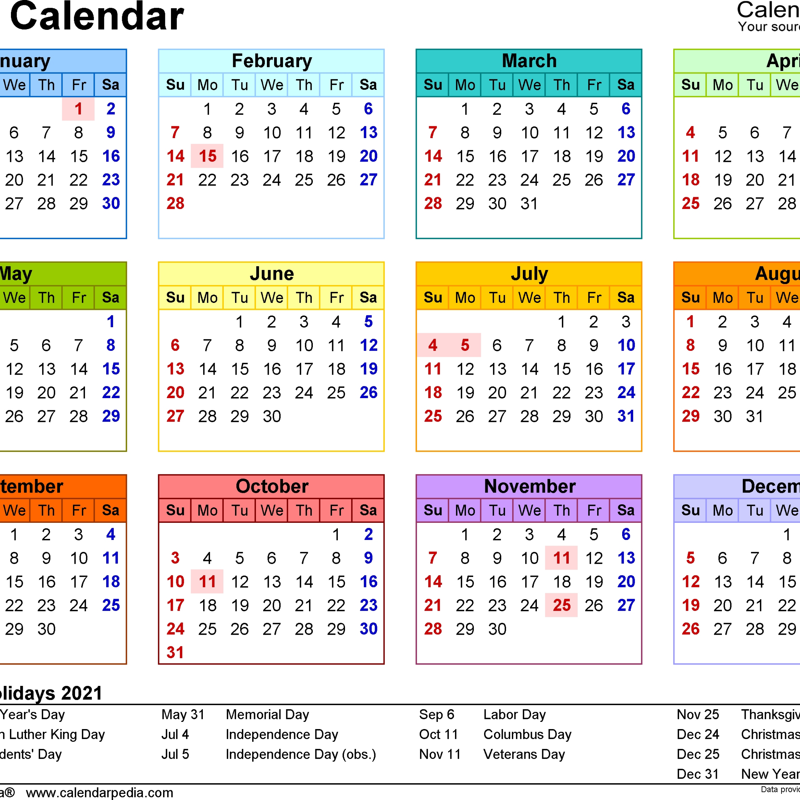 2021 Calendar Template Free | Calendar printables, Excel ...