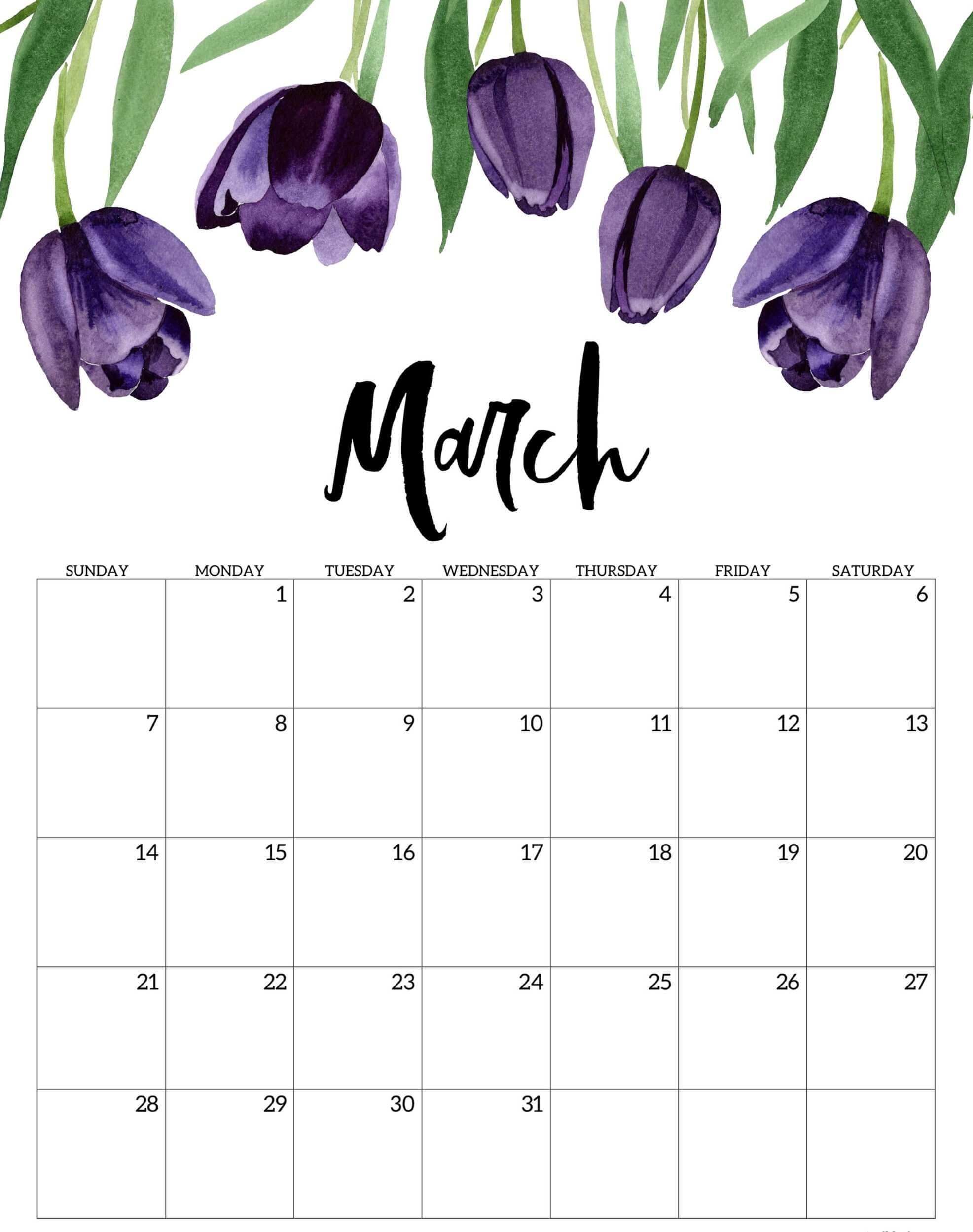 Cute March 2021 Calendar With Notes | Free Printable ...