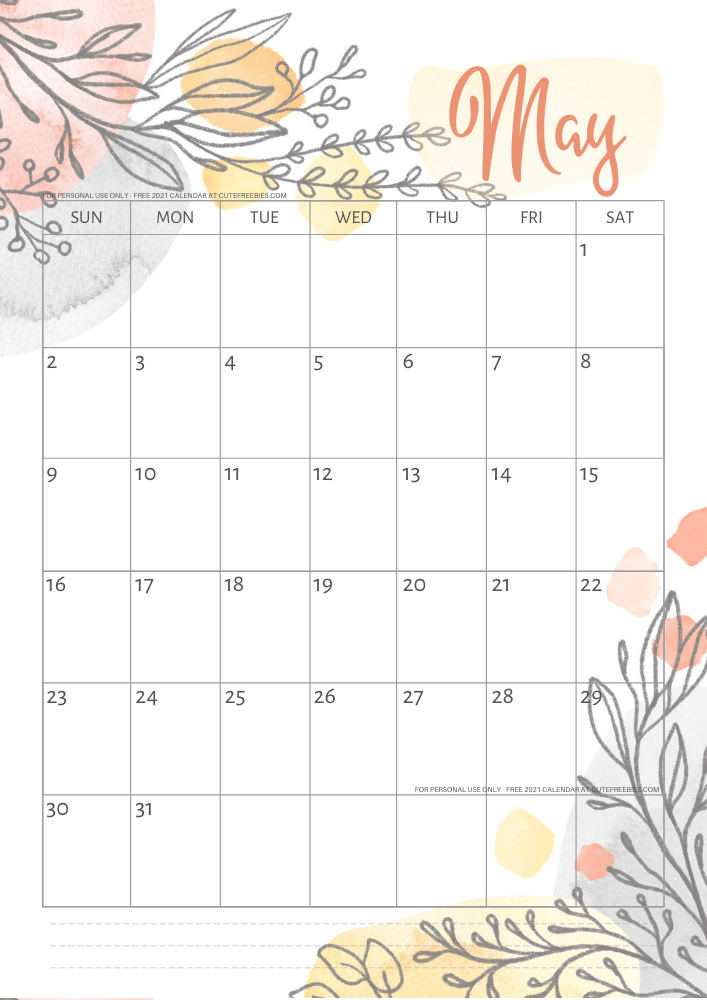 Pretty 2021 Calendar Free Printable Template - Cute ...