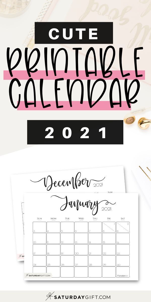 Elegant 2021 Calendar - Pretty Printable Monthly Calendars ...