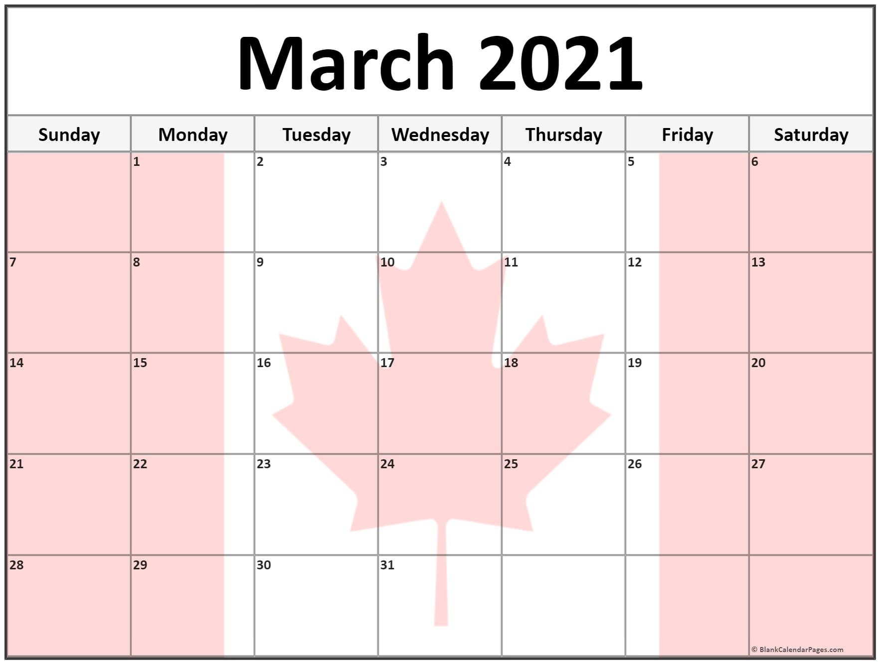 March 2021 Calendar Canada | Free Printable Calendar Monthly