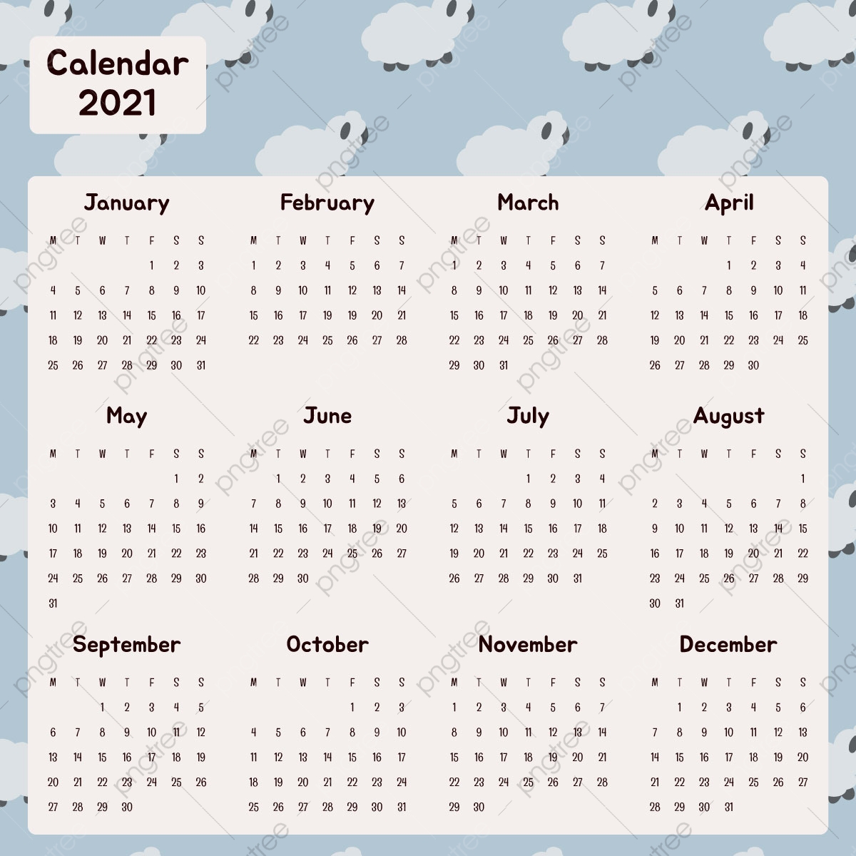 Cute 2021 Printable Blank Calendars - Free Printable 2021 ...