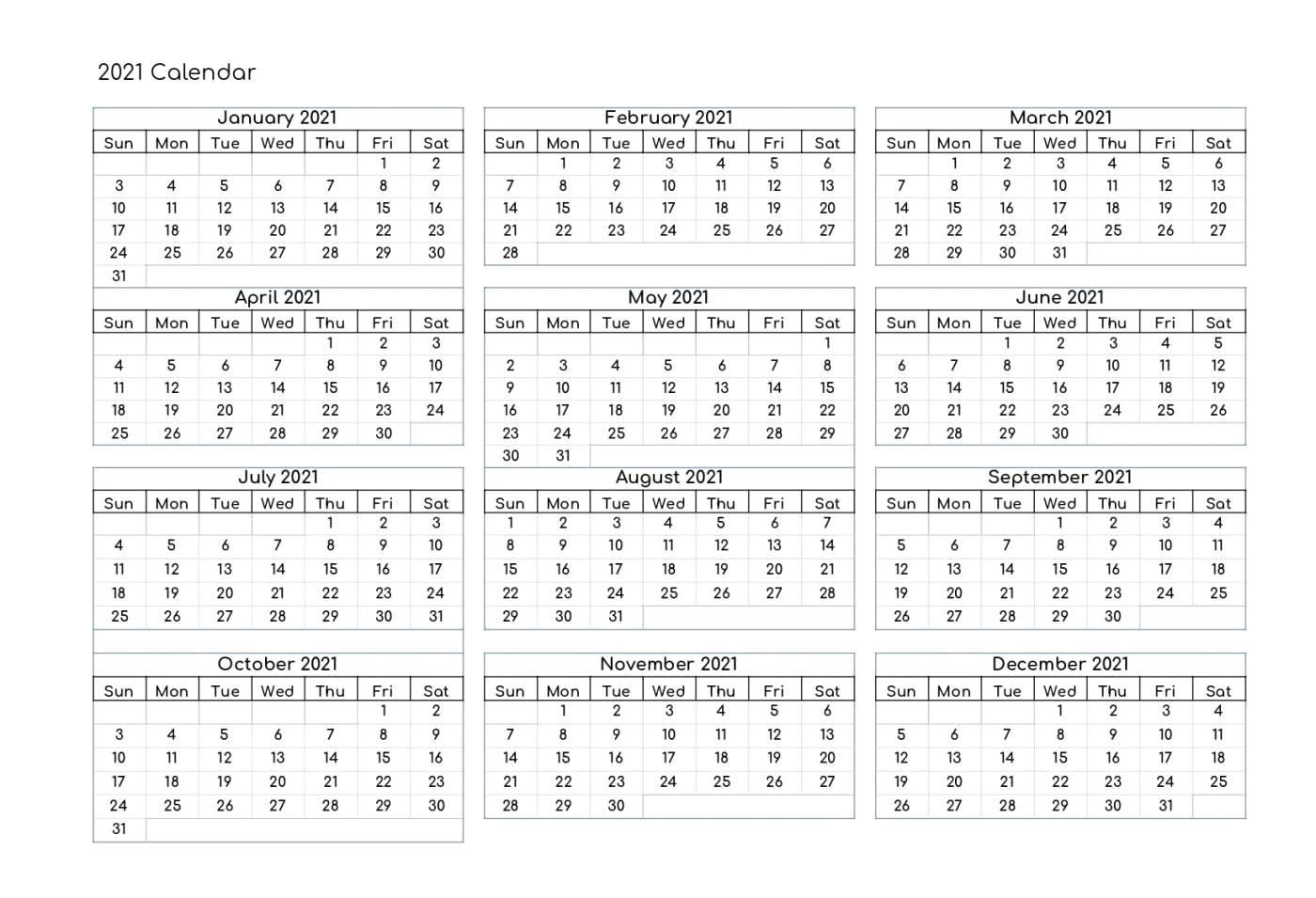 2021 Calendar Templates Editable By Word : 2021 Calendar ...