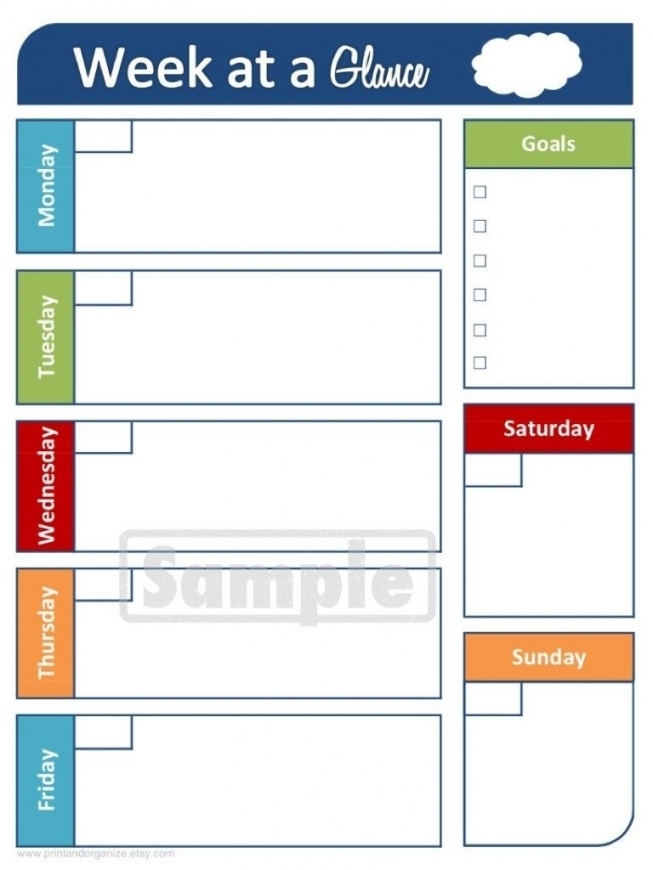 Week At A Glance Template Free Letter Templates