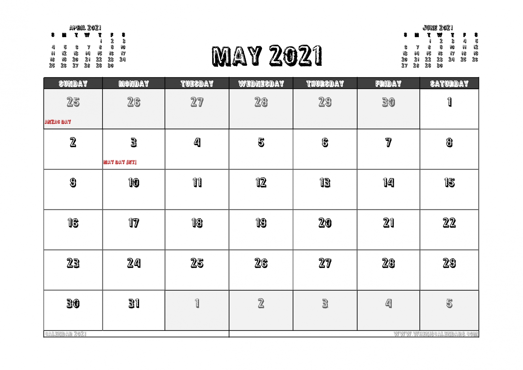 Printable Monthly Calendar 2021 Australia Printable Monthly Calendar 2021 Australia