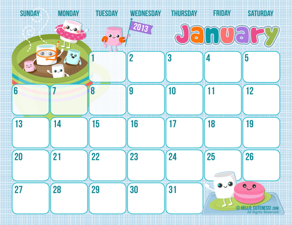 Free Printable Cute Calendar