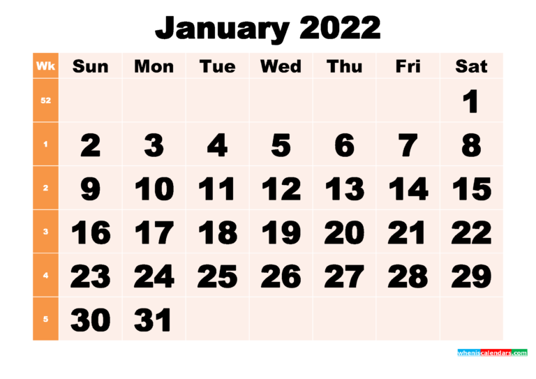 Календарь на январь 2025 pdf 2022 January Calendar Printable Free Letter Templates