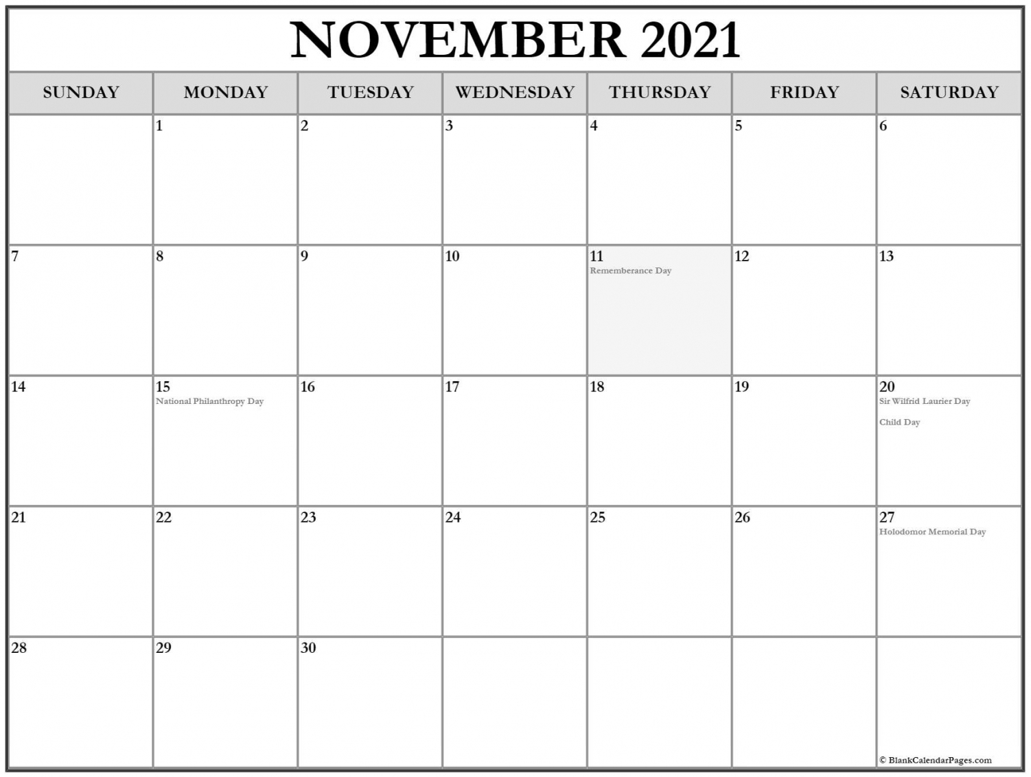 Printable Calendar November 2021 Printable Calendar November 2021