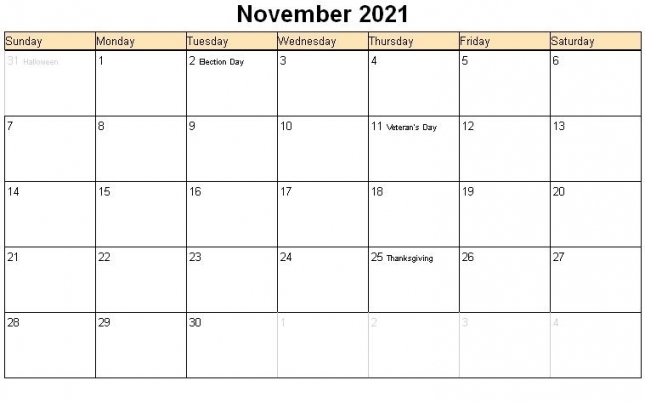 Printable Calendar November 2021 Printable Calendar November 2021