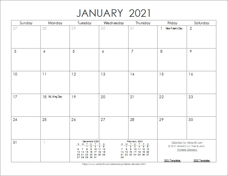 Pdf Calendar Template 2021 Monthly and Yearly | Free ...