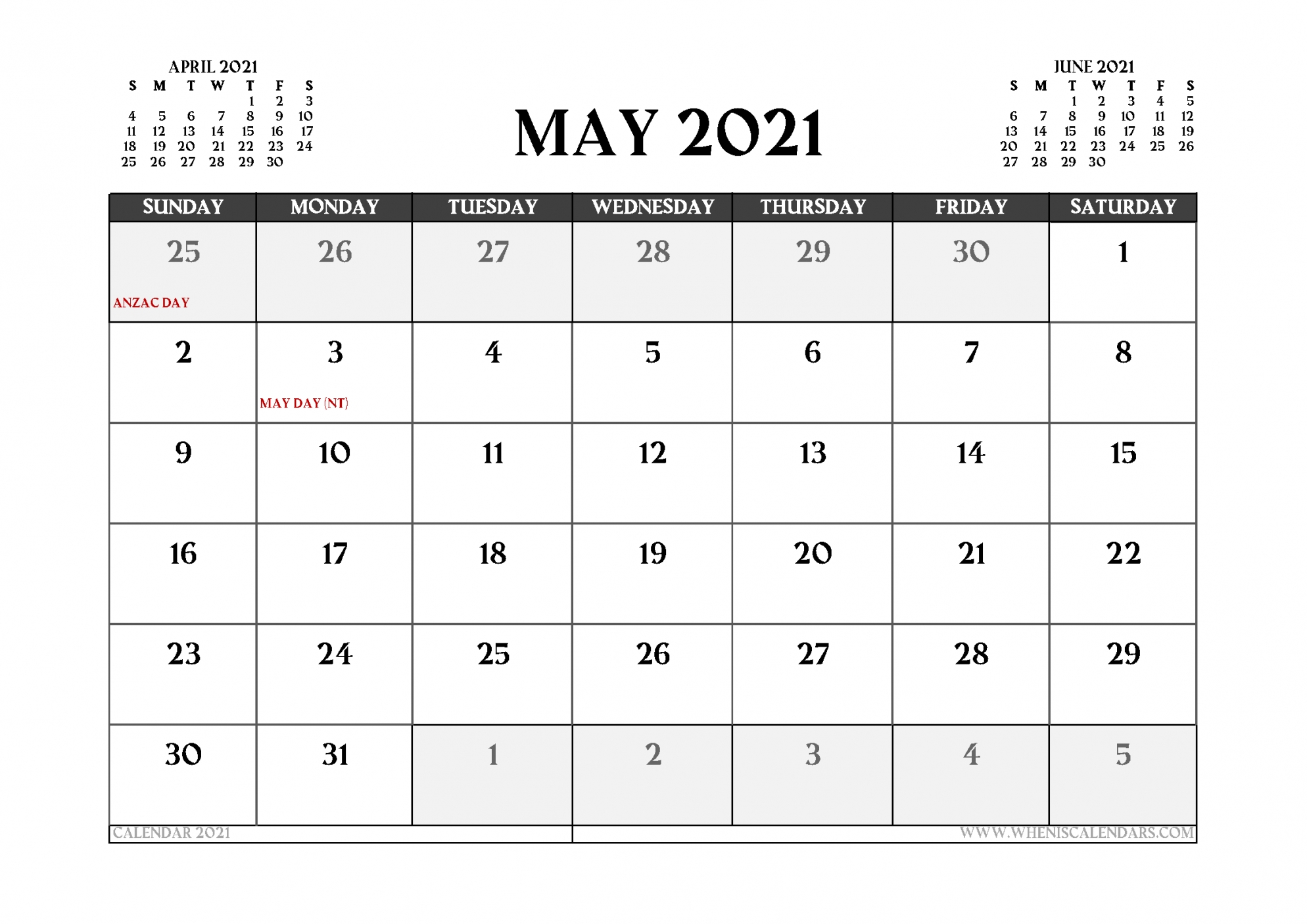 Printable Monthly Calendar 2021 Australia Printable Monthly Calendar 2021 Australia