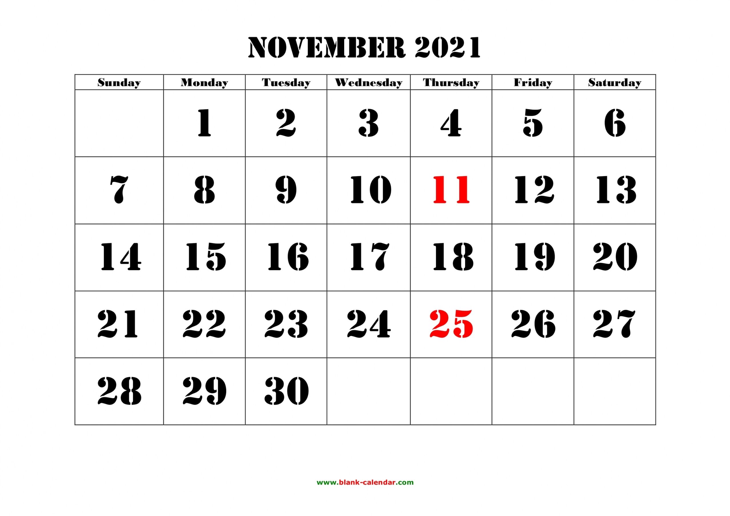 Printable Calendar November 2021 Printable Calendar November 2021
